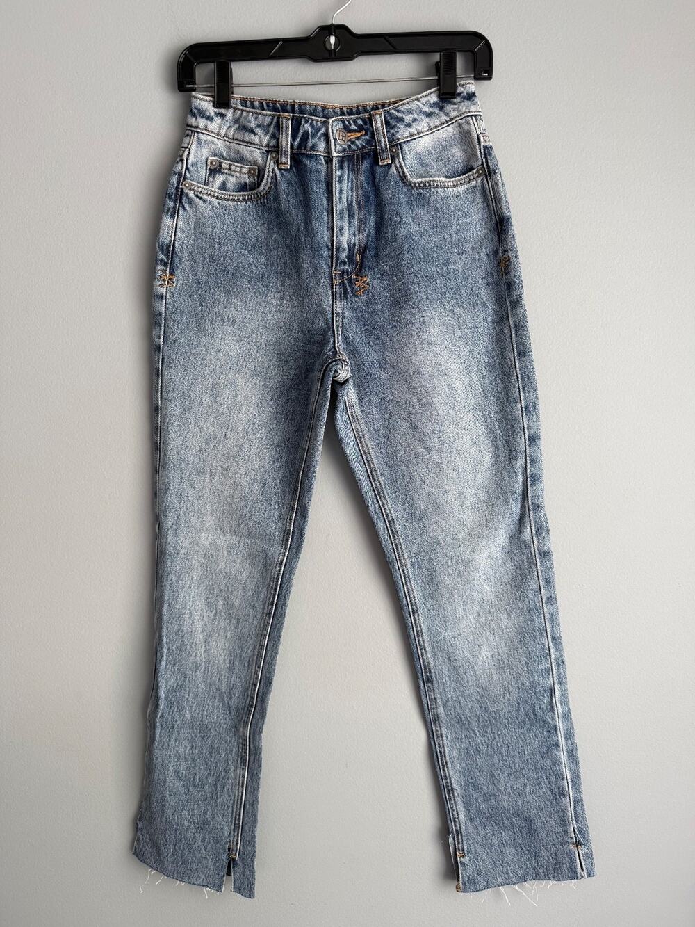 Ksubi Jeans Size 24 Light Wash Acid Wash Straight Crop Raw Hem Y2K 90s Retro